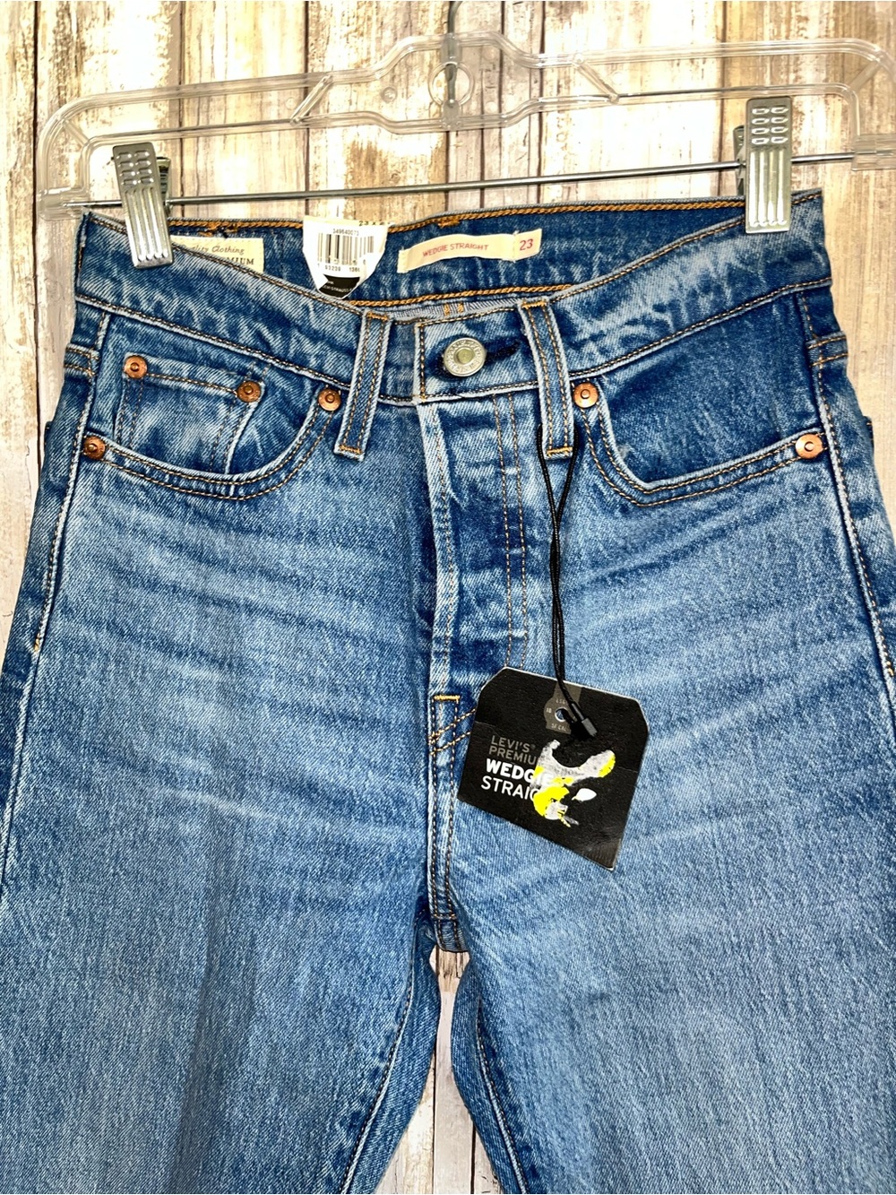 Levi’s Wedgie Straight Jeans NWT High Rise Cropped Denim Size 23 - Picture 3 of 6
